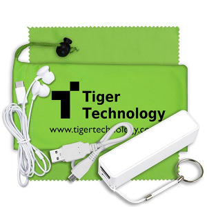 Mobile Tech Power Bank Accessory Kit with Earbuds in Pouch